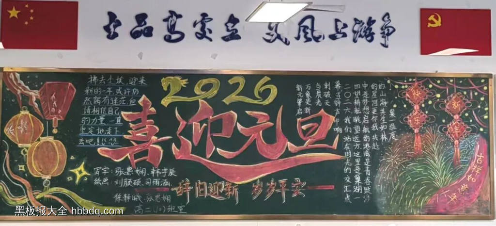 2026喜迎元旦主题黑板报简单又漂亮3张-第1张