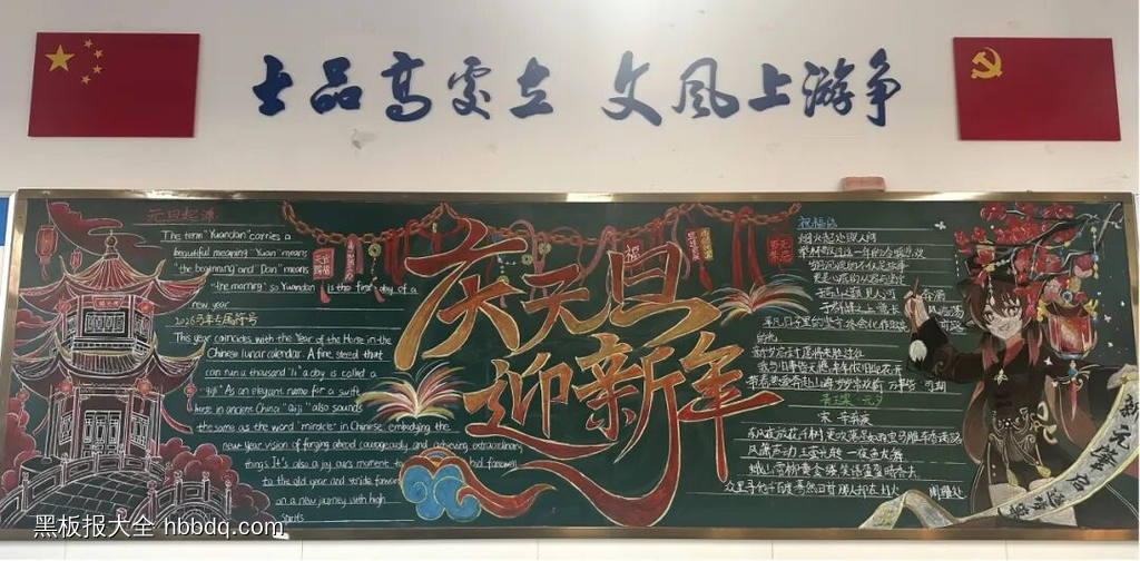 喜迎元旦，梦想起航主题黑板报-第3张