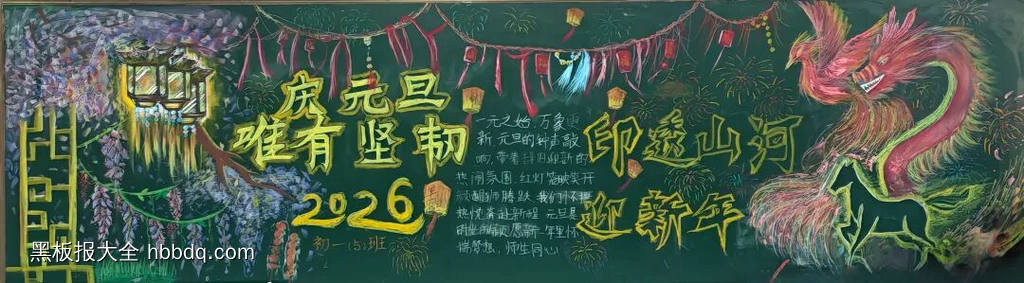 马到成功，迎新年，庆元旦主题黑板报-第2张