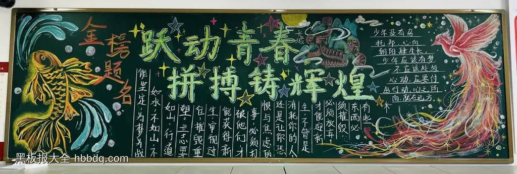 跃动青春，拼搏铸辉煌主题黑板报-第1张