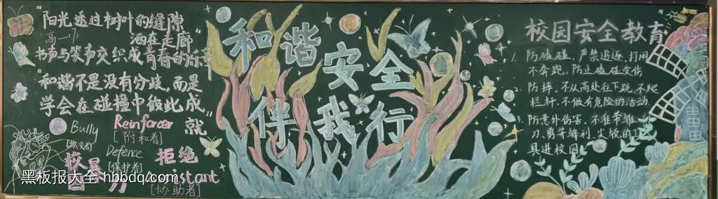 和谐安全伴我行主题黑板报-第1张