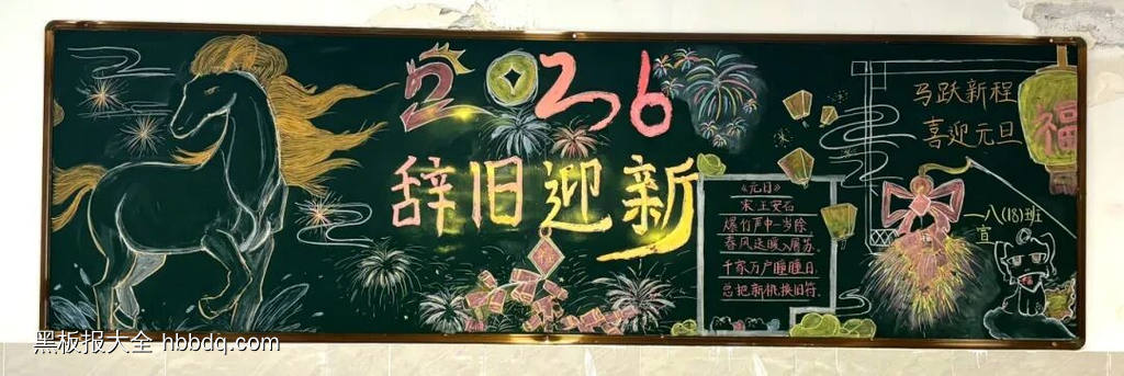 辞旧迎新主题黑板报简单又好画3张-第2张