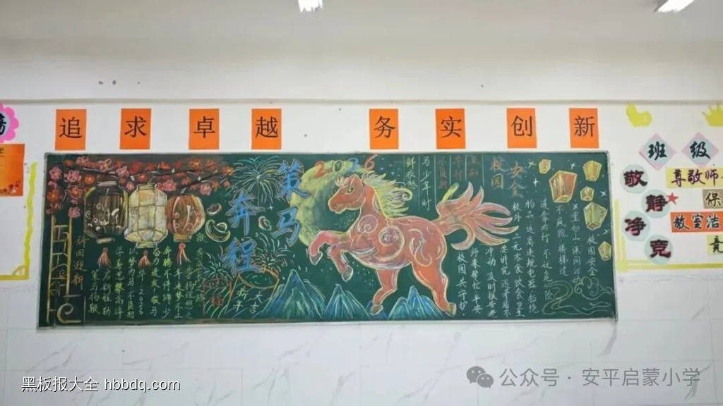 策马奔腾，新年新气象主题黑板报-第4张