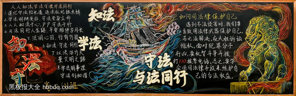 知法守法，做明理青年主题黑板报-第2张