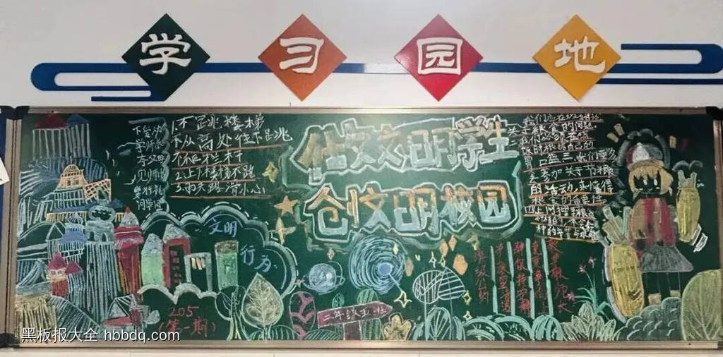 文明校园，做文明学生主题黑板报-第1张