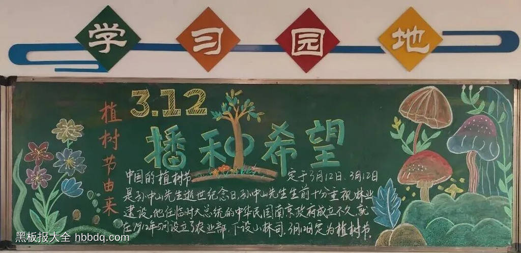 3.12播种希望主题黑板报-第1张