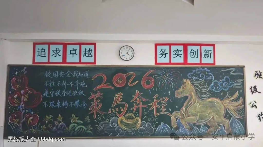 策马奔腾，新年新气象主题黑板报-第3张