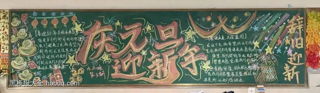 喜迎新年，畅想未来主题黑板报-第1张