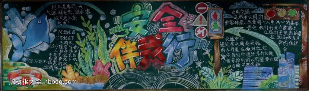 超美1张安全主题黑板报-第1张