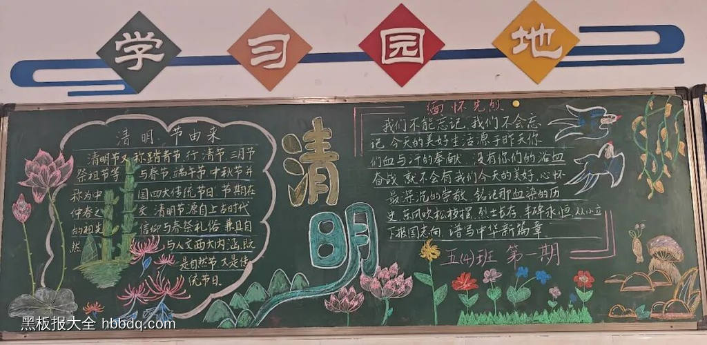 清明祭英烈主题黑板报-第1张