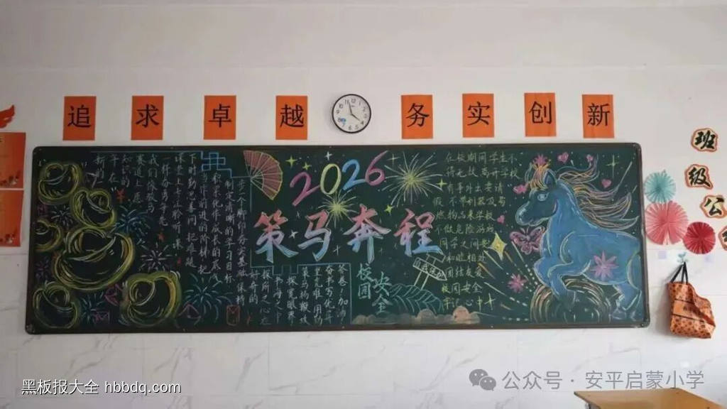 策马奔腾，新年新气象主题黑板报-第5张