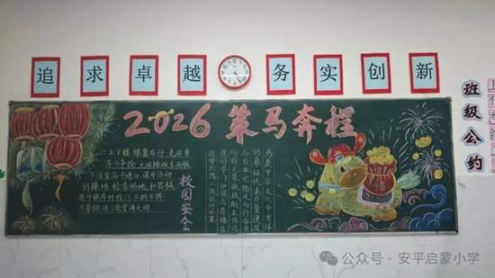 策马奔腾，新年新气象主题黑板报