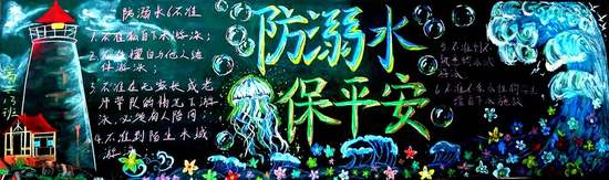 防溺水，保平安主题黑板报