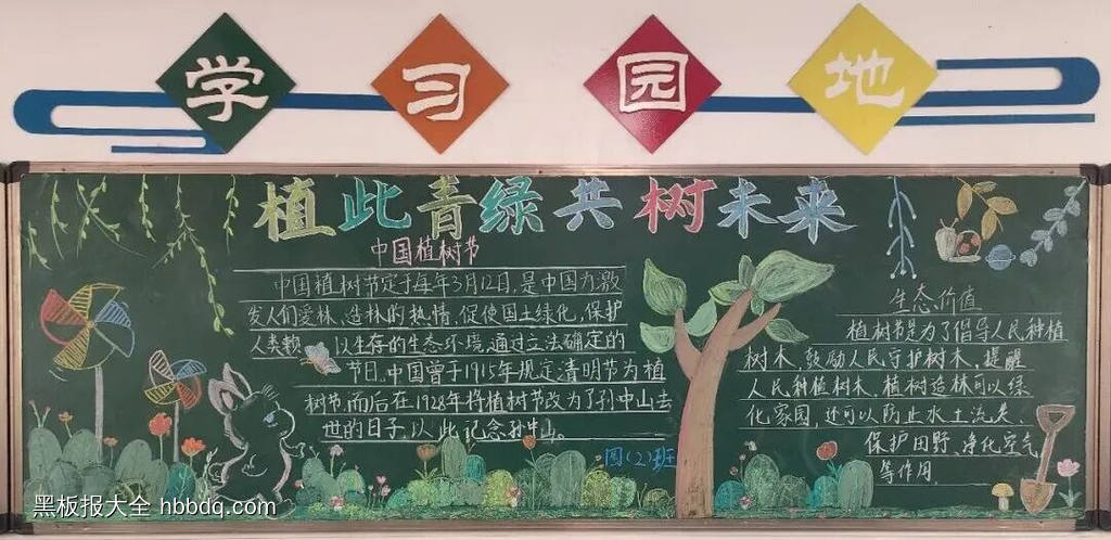 植树节——植此青绿主题黑板报-第2张
