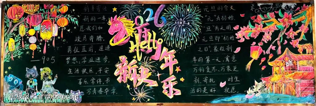 庆元旦，迎新年主题黑板报简单又好看4张-第4张