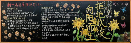 拒绝欺凌，向阳而生主题黑板报简单又好看1张