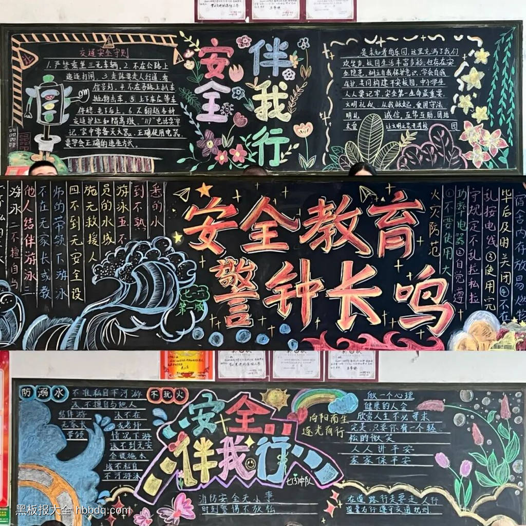 推荐张安全伴我行主题黑板报-第1张