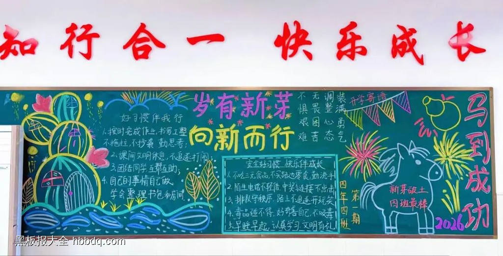 奋进新学期，一起向未来主题黑板报-第2张