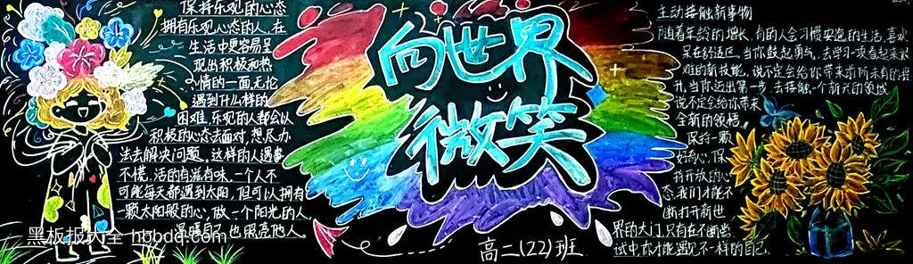 阳光心理，向世界微笑主题黑板报-第2张