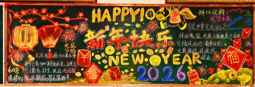 庆元旦，迎新年主题黑板报简单又好看4张-第1张