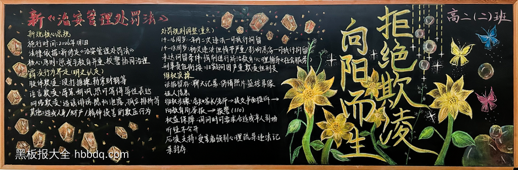 拒绝欺凌，向阳而生主题黑板报-第1张