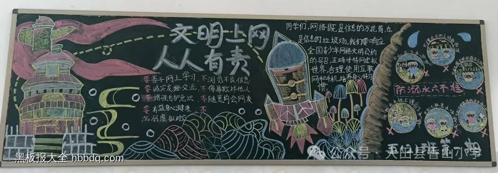 文明上网，人人有责主题黑板报-第1张