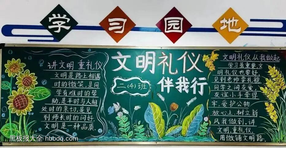 文明礼仪伴我行主题黑板报1张-第1张