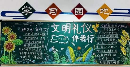文明礼仪伴我行主题黑板报1张