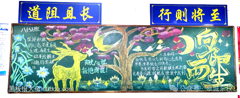 向阳而生，拒绝阴霾主题黑板报-第4张