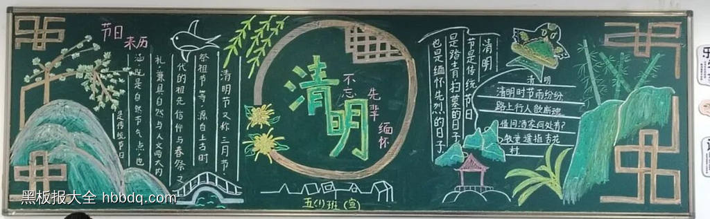 粉笔画清明祭英烈主题黑板报-第5张