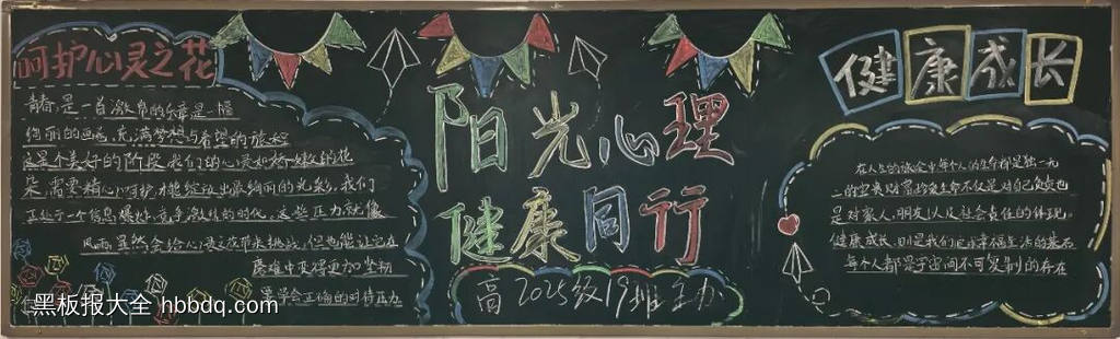 阳光心理，健康同行主题黑板报简单又好看3张-第2张