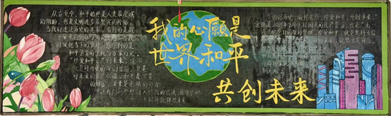 世界和平，共创未来主题黑板报