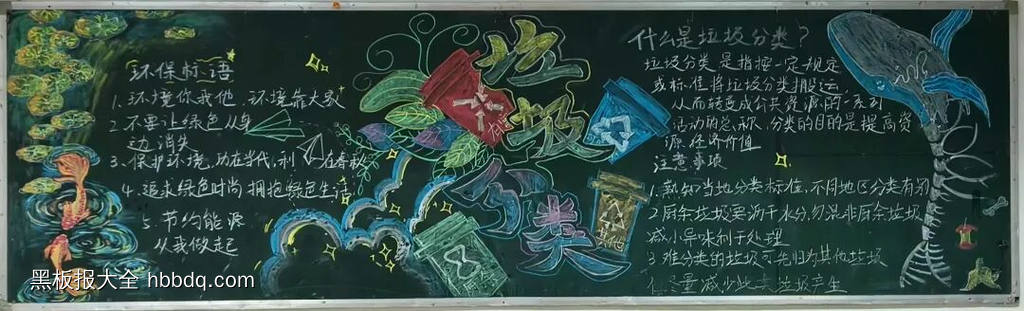 垃圾分类，从我做起主题黑板报简单又好看3张-第1张