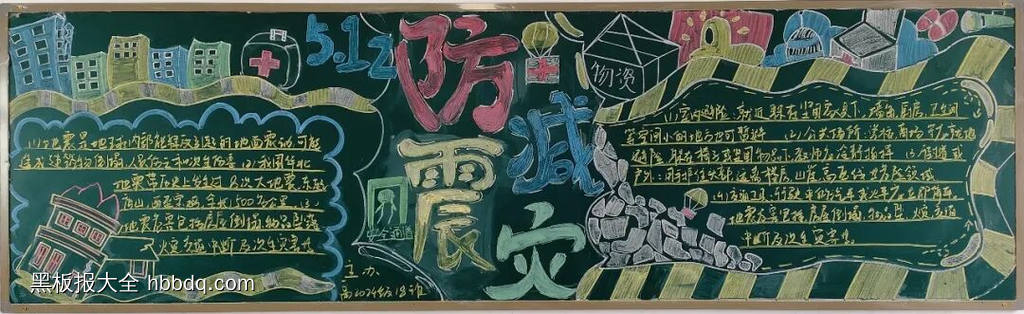 防震减灾日主题黑板报粉笔画2张-第2张