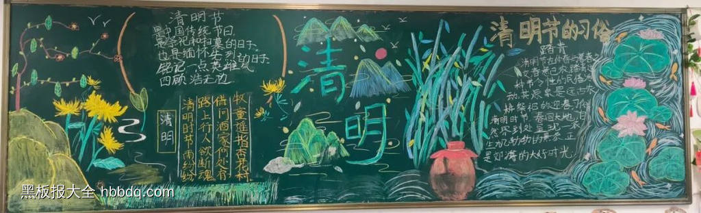 粉笔画清明祭英烈主题黑板报-第2张