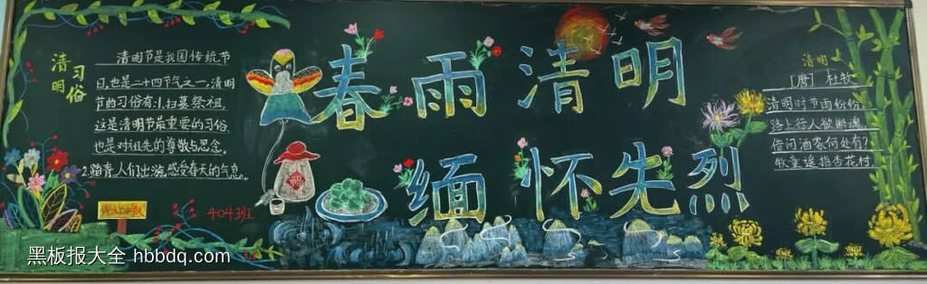 粉笔画清明祭英烈主题黑板报-第3张