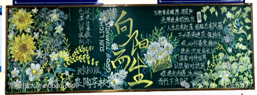 向阳而生，拒绝阴霾主题黑板报-第1张