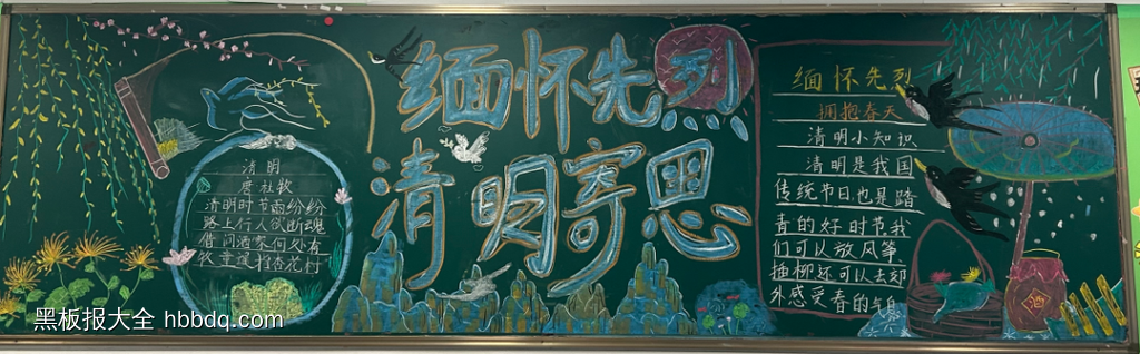缅怀先烈，清明祭思主题黑板报-第1张