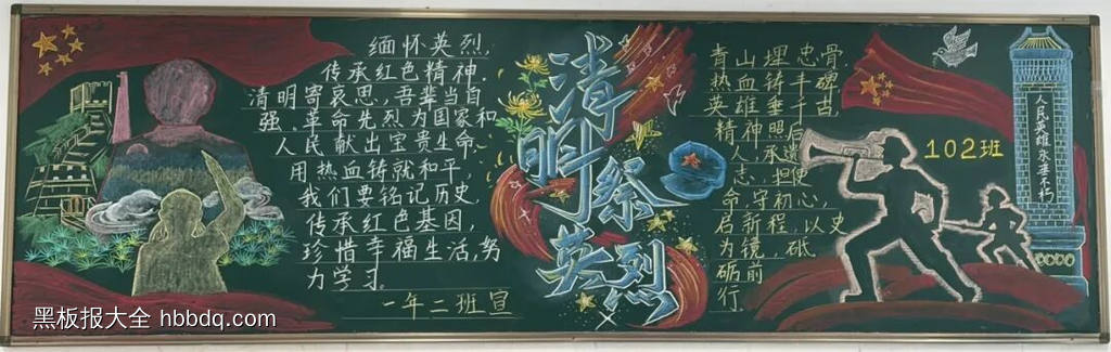 清明寄英烈主题黑板报推荐2张-第1张