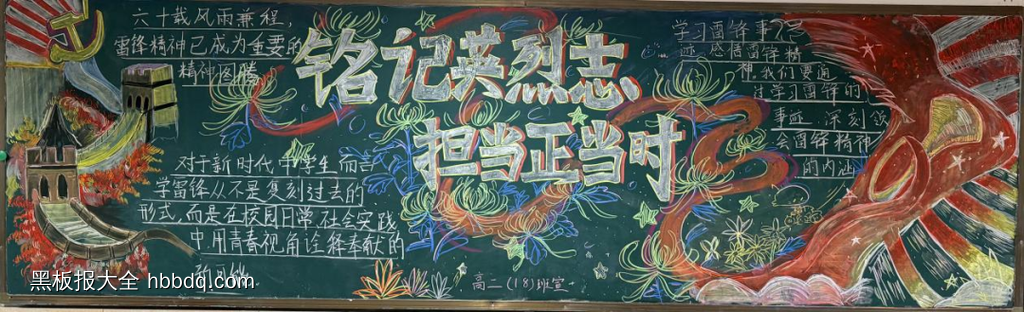 铭记英烈志“雷锋精神”主题黑板报-第1张