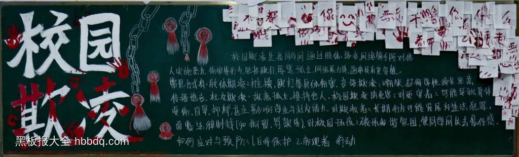 向阳而生，拒绝欺凌主题黑板报简单又好看4张-第2张