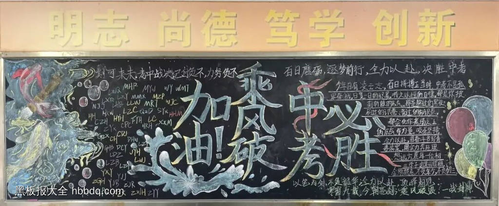 中考必胜主题黑板报粉笔画2张-第2张
