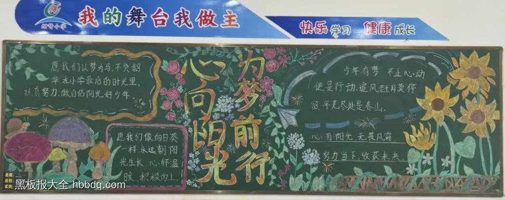心向阳光，为梦同行主题黑板报-第1张