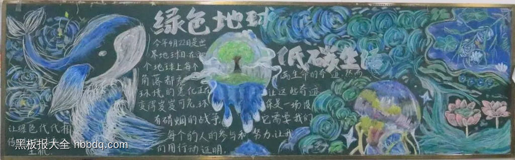 春暖花开，绿色地球主题黑板报-第3张