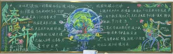 春暖花开，绿色地球主题黑板报