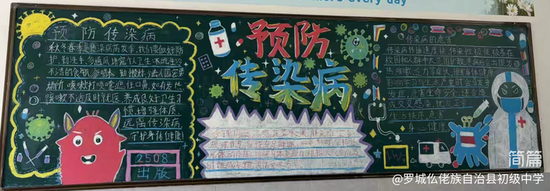 预防传染病主题黑板报粉笔画1张