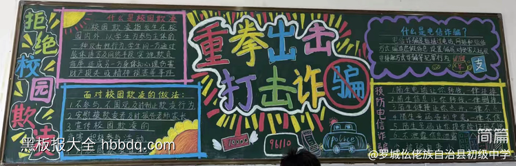 重拳出击，打击诈骗主题黑板报简单又漂亮2张-第1张