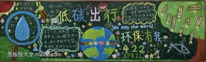 低碳出行，环保有我主题黑板报-第1张