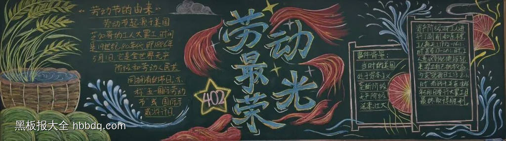 简单又漂亮的“劳动最光荣”主题黑板报-第1张