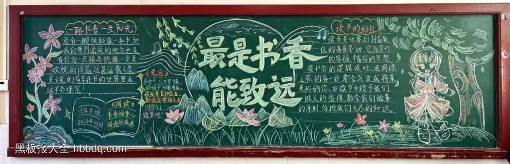 品味书香，梦想起航主题黑板报-第2张